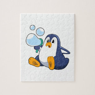 Penguin with Soap bubbles.PNG Jigsaw Puzzle