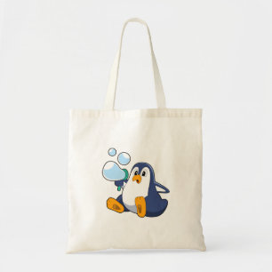 Penguin with Soap bubbles.PNG Tote Bag