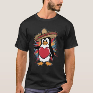Penguin with Sombrero Fun and Loving Design T-Shirt