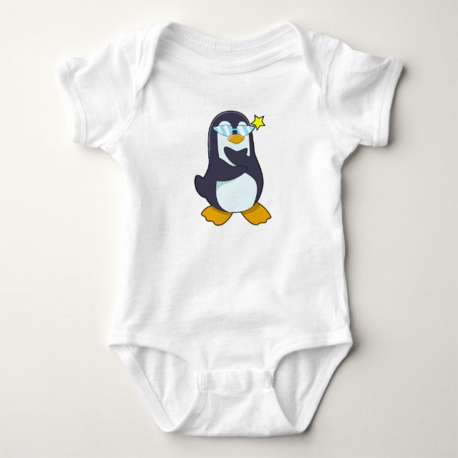 Penguin with Sunglasses Baby Bodysuit (Front)