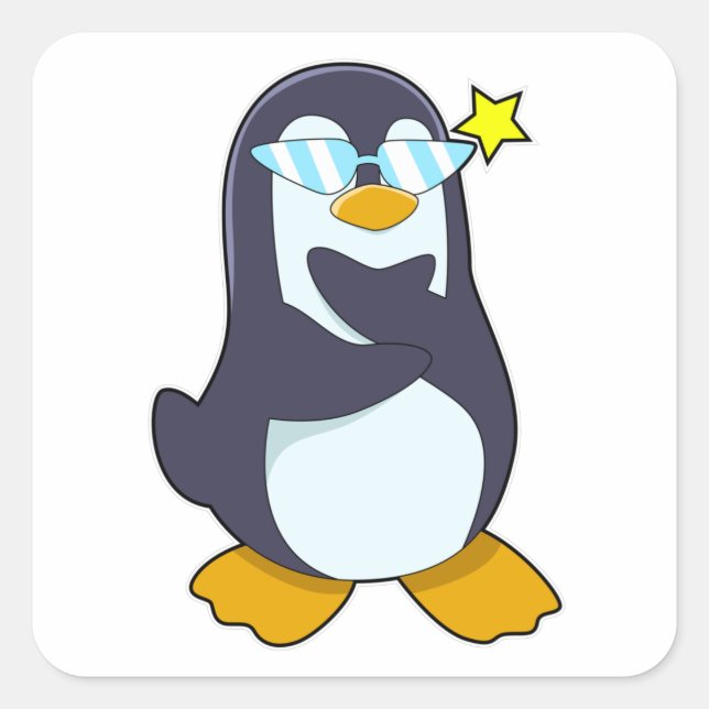 Penguin with Sunglasses Square Sticker (Front)