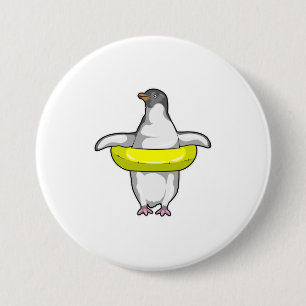 Penguin with Swim ring 7.5 Cm Round Badge