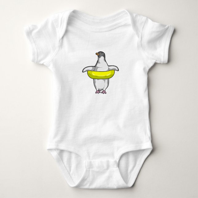 Penguin with Swim ring Baby Bodysuit (Front)