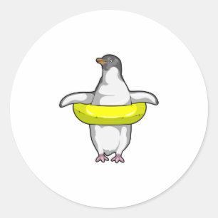 Penguin with Swim ring Classic Round Sticker