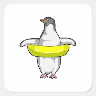 Penguin with Swim ring Square Sticker