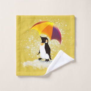 Penguin with Umbrella Wash Cloth