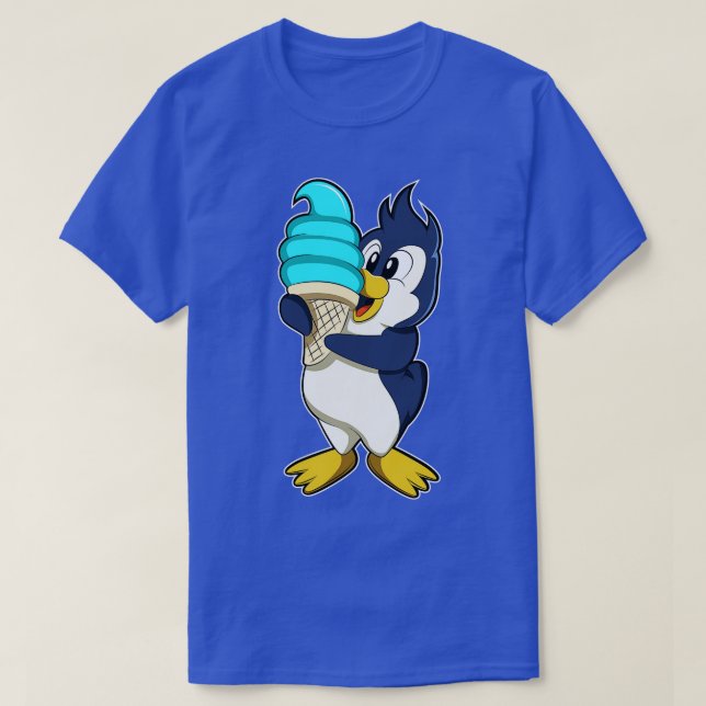 Penguin with Waffle Ice cream T-Shirt (Design Front)