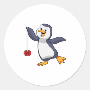 Penguin with Yo-Yo Classic Round Sticker