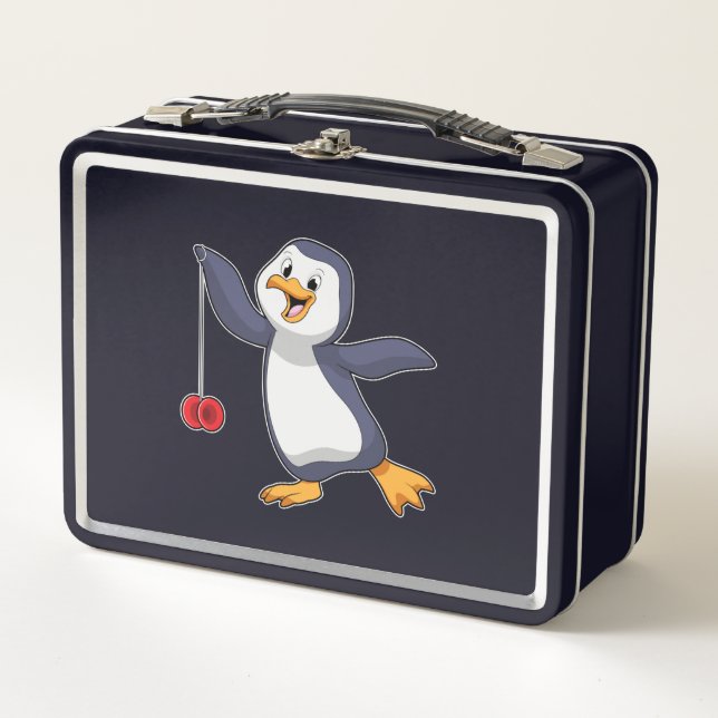 Penguin with Yo-Yo Metal Lunch Box (Front)