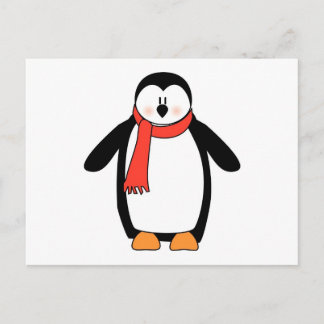 Penguin Wrapped in Red Scarf Postcard