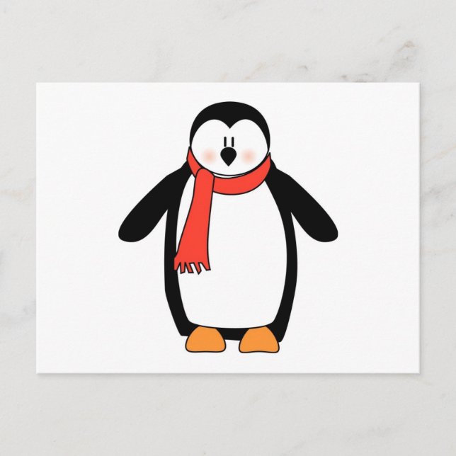 Penguin Wrapped in Red Scarf Postcard (Front)
