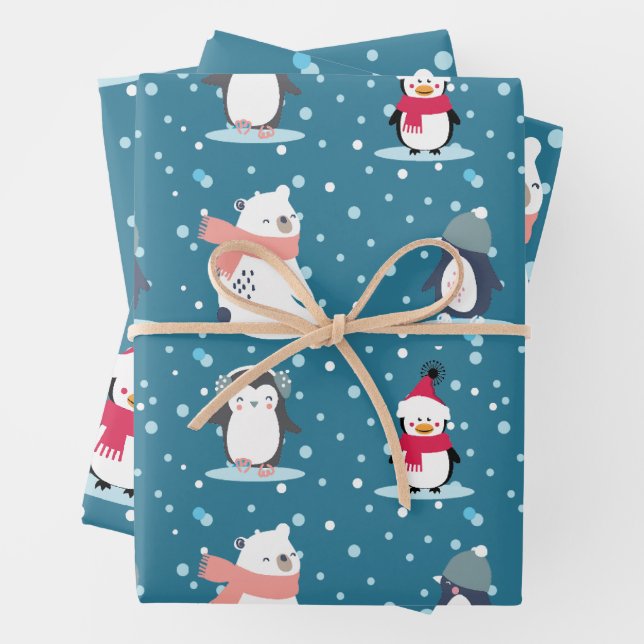 Penguin Wrapping Paper Christmas Winter Gift  (In situ)