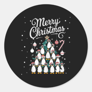 Penguin Xmas Tree Penguine Christmas Tree Merry Ch Classic Round Sticker