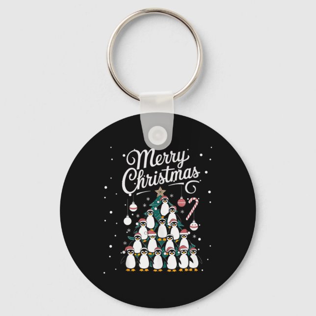 Penguin Xmas Tree Penguine Christmas Tree Merry Ch Key Ring (Front)
