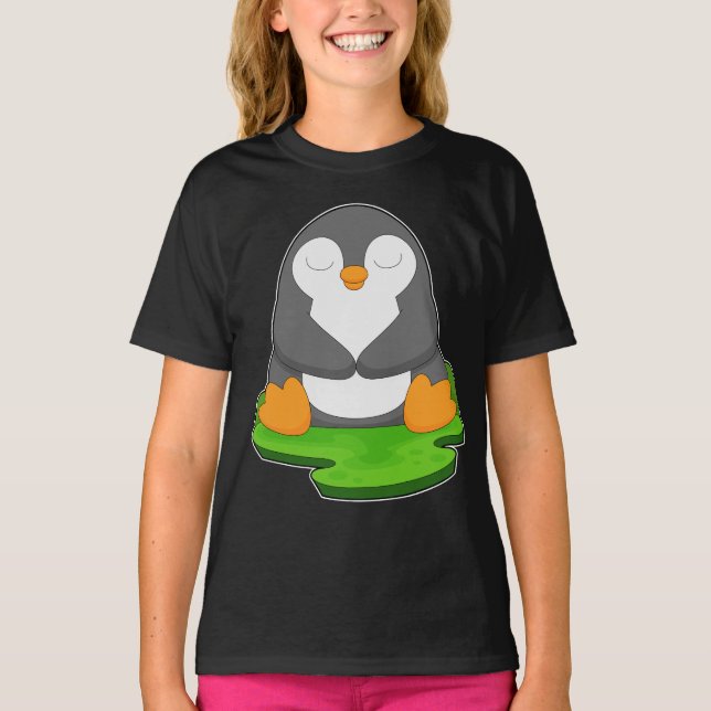 Penguin Yoga Fitness Meditation T-Shirt (Front)