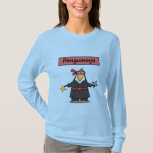 Penguininja Penguin Funny Cartoon Art T-Shirt