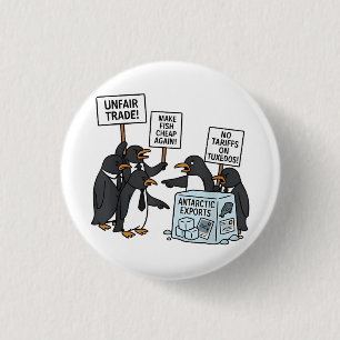Penguins Against Tariffs Anti Trump  3 Cm Round Badge