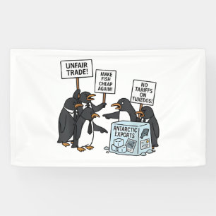 Penguins Against Tariffs Anti Trump  Banner