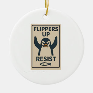 Penguins Against Tariffs Anti Trump Garden Flag Ceramic Tree Decoration