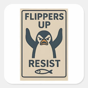 Penguins Against Tariffs Anti Trump Garden Flag Square Sticker