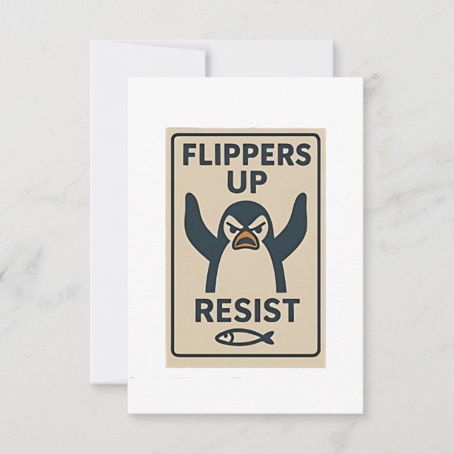 Penguins Against Tariffs Anti Trump Garden Flag   Thank You Card (Front)