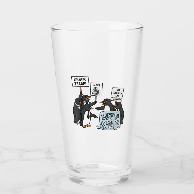 Penguins Against Tariffs Anti Trump  Glass (Front)