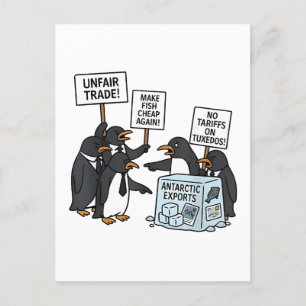 Penguins Against Tariffs Anti Trump Holiday Postcard