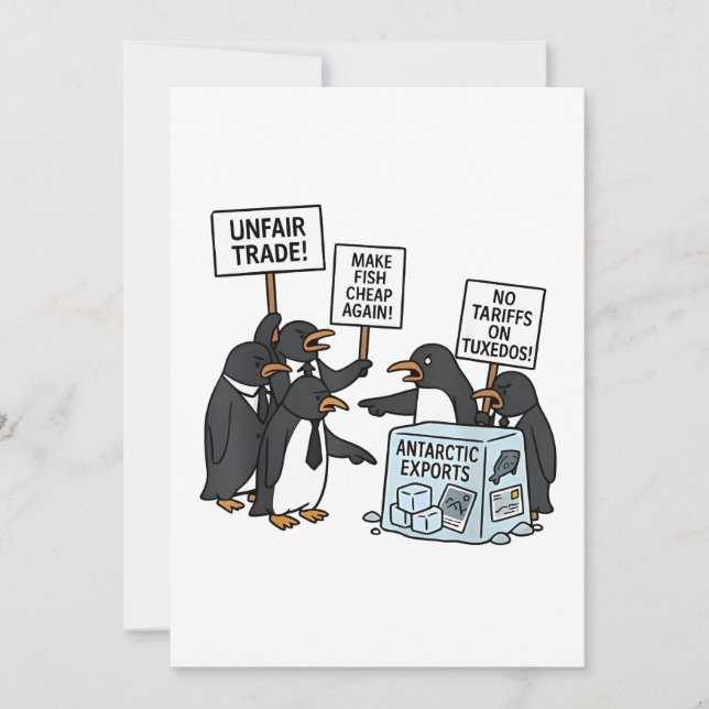Penguins Against Tariffs Anti Trump  Invitation (Front)