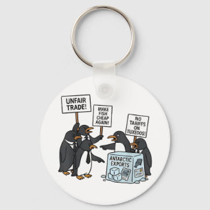 Penguins Against Tariffs Anti Trump Key Ring