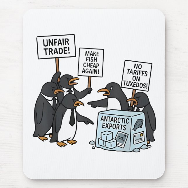 Penguins Against Tariffs Anti Trump  Mouse Mat (Front)