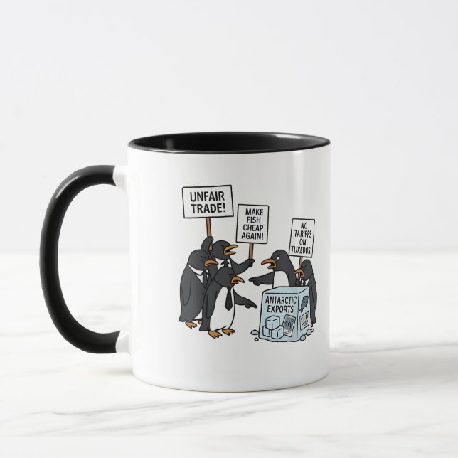 Penguins Against Tariffs Anti Trump  Mug (Left)