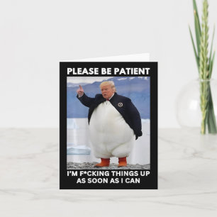 Penguins Against Tariffs Anti-trump Protest Hands  Card