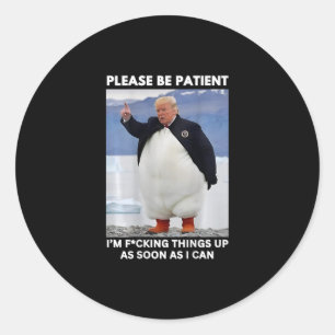 Penguins Against Tariffs Anti-trump Protest Hands Classic Round Sticker