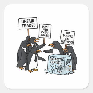 Penguins Against Tariffs Anti Trump Square Sticker