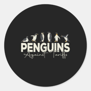 Penguins Against Tariffs Funny Animal Retro Resist Classic Round Sticker