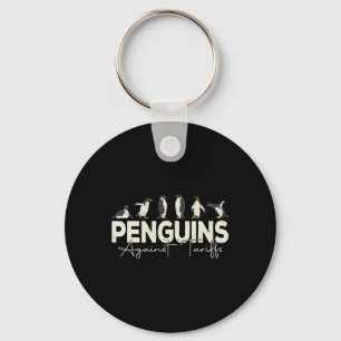 Penguins Against Tariffs Funny Animal Retro Resist Key Ring