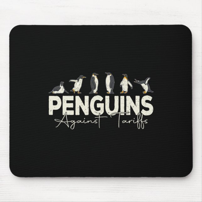 Penguins Against Tariffs Funny Animal Retro Resist Mouse Mat (Front)
