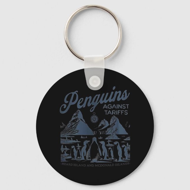 Penguins Against Tariffs Heard Island Funny Trump  Key Ring (Front)