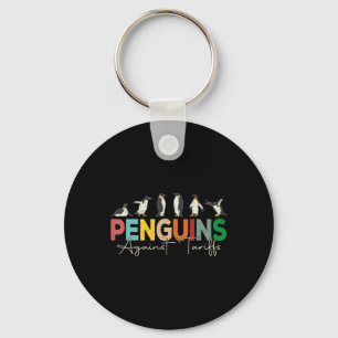 Penguins Against Tariffs Humor Animal Retro Resist Key Ring