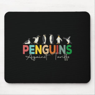 Penguins Against Tariffs Humor Animal Retro Resist Mouse Mat