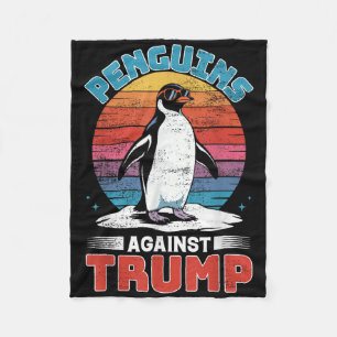 Penguins Against Trump Penguin Flippers Up Anti Tr Fleece Blanket
