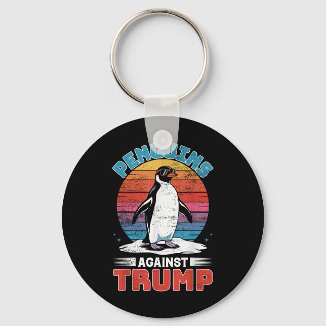 Penguins Against Trump Penguin Flippers Up Anti Tr Key Ring (Front)