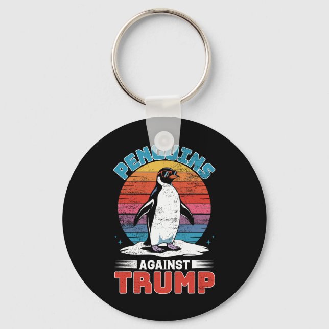 Penguins Against Trump Penguin Flippers Up Anti Tr Key Ring (Front)