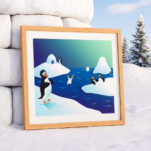 Penguins And Ice Poster