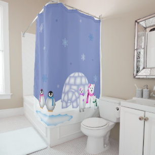 Penguins and Polar Bears Day time Curtain