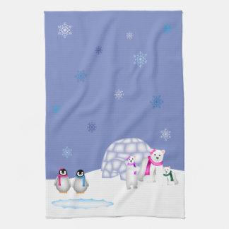 Penguins and Polar Bears Day Time Towel