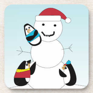 Penguins and Snow Man Coaster