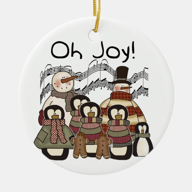 Penguins and  Snowmen Oh Joy Ornament (Front)