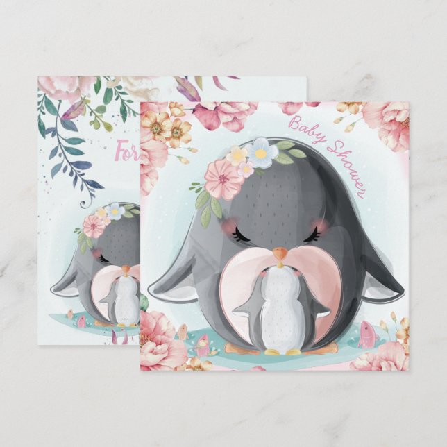 Penguins Baby Shower Invitation (Front/Back)