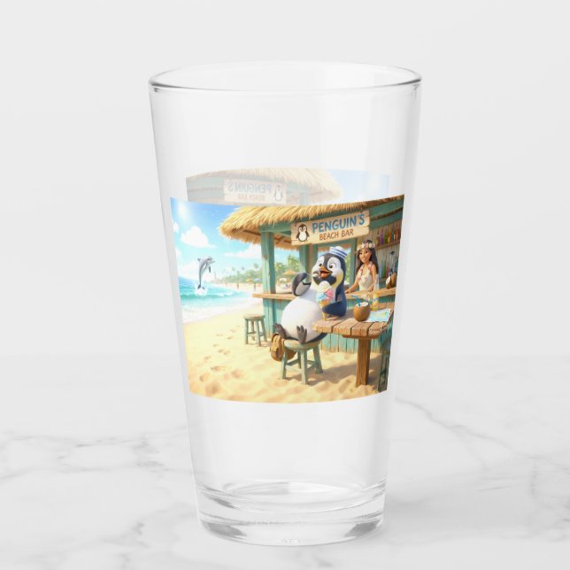 Penguin's Beach Bar Glass (Front)